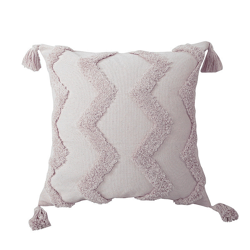Housse de coussin à Pompons