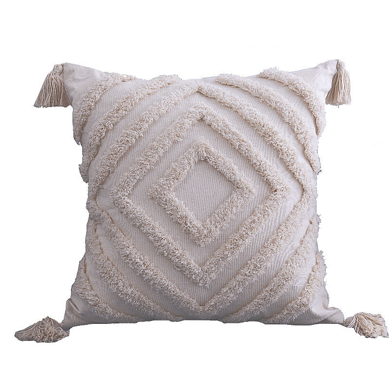 Housse de coussin à Pompons